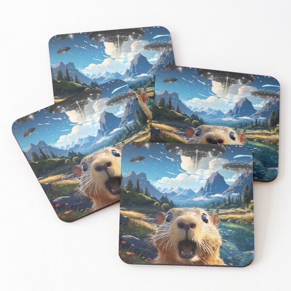 Item preview, Capybara Selfie with UFOs designed and sold by Master-Print.