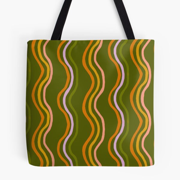 Item preview, Hand-Drawn Retro Waves on Olive designed and sold by springstdesign.