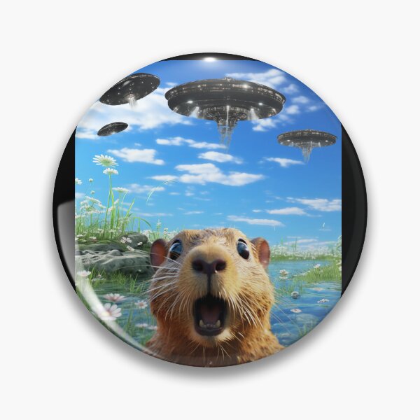 Item preview, Capybara Selfie with UFOs designed and sold by Master-Print.