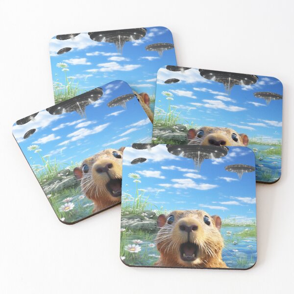 Item preview, Capybara Selfie with UFOs designed and sold by Master-Print.