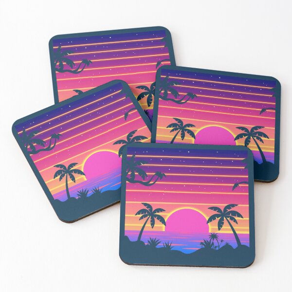 Item preview, Bright 80s Retro Neon Sunset Art designed and sold by CraftedRealm.