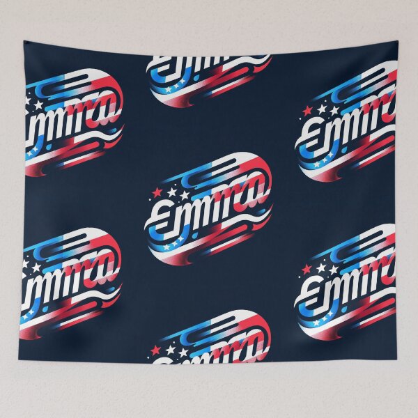 Item preview, Personalized Triathlete Name Emma & American Flag Bike Decal designed and sold by Triathlongram.