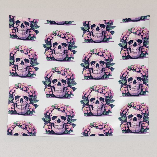 Item preview, Skull with flowers. gothic dark art designed and sold by Harmonysens.