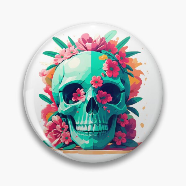 Item preview, Skull with flowers. gothic dark art designed and sold by Harmonysens.