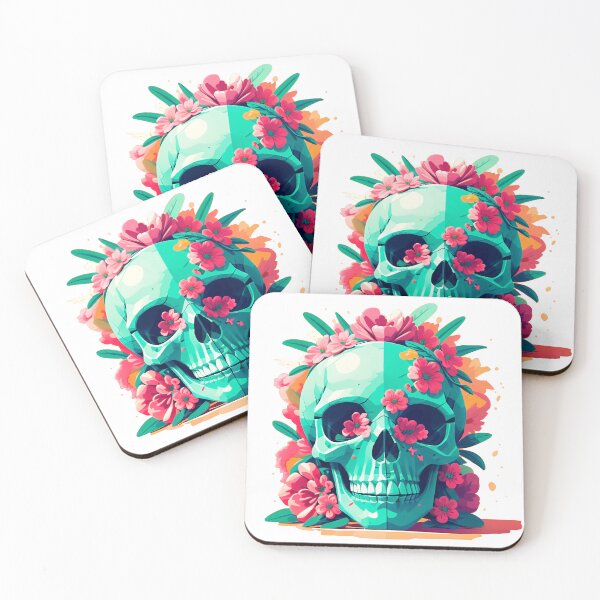 Item preview, Skull with flowers. gothic dark art designed and sold by Harmonysens.