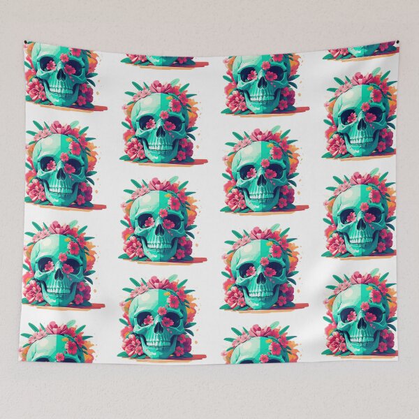 Item preview, Skull with flowers. gothic dark art designed and sold by Harmonysens.