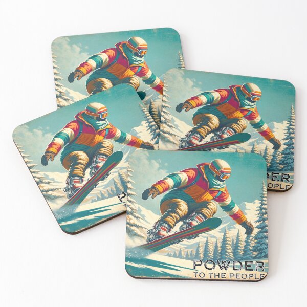 Item preview, Powder to the people retro snowboarding print designed and sold by AWalkPhoto.