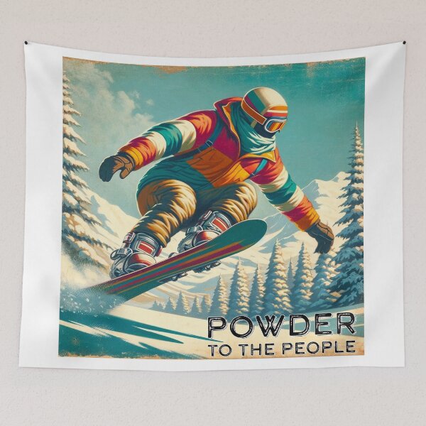 Item preview, Powder to the people retro snowboarding print designed and sold by AWalkPhoto.