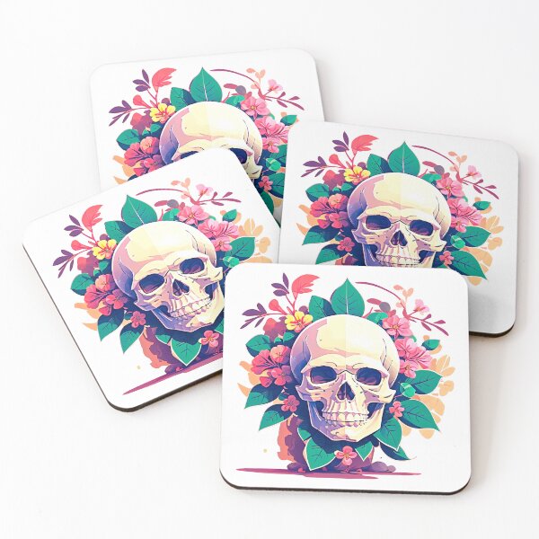 Item preview, Skull with tropic flowers. gothic dark art designed and sold by Harmonysens.