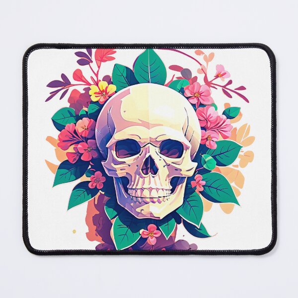 Item preview, Skull with tropic flowers. gothic dark art designed and sold by Harmonysens.