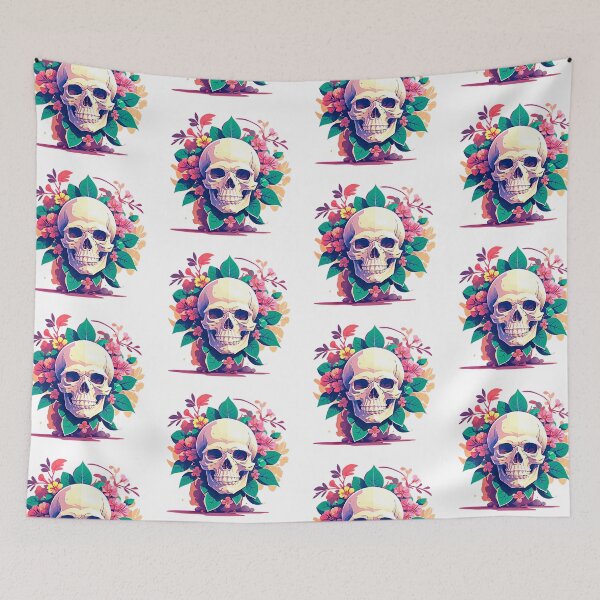 Item preview, Skull with tropic flowers. gothic dark art designed and sold by Harmonysens.