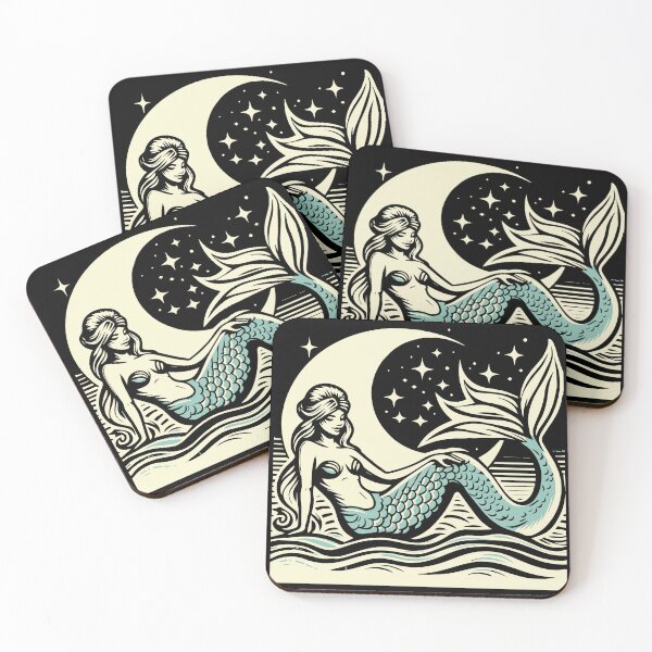 Item preview, Linocut Mermaid designed and sold by Texterns.