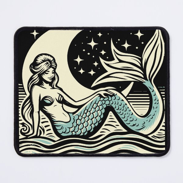Item preview, Linocut Mermaid designed and sold by Texterns.