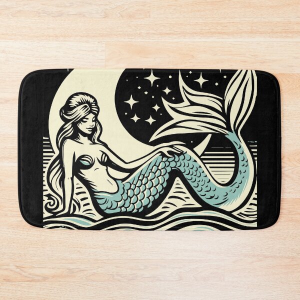 Item preview, Linocut Mermaid designed and sold by Texterns.