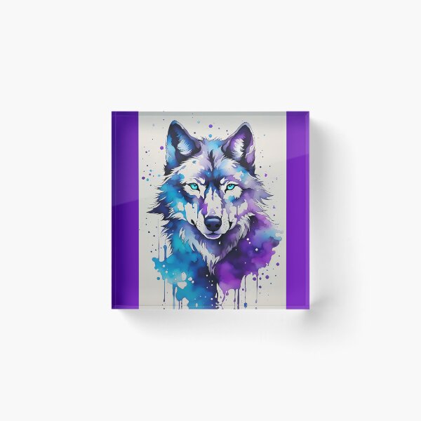 Item preview, Wolf - Purple & Blue Ink Splatter Art - AI Generated designed and sold by FirebirdCD.