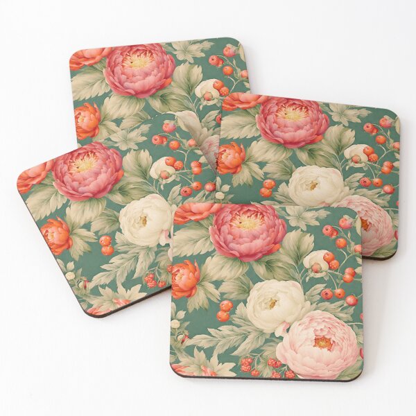 Item preview, Vintage Cottage Peony and Berry Print designed and sold by stargazerhill.