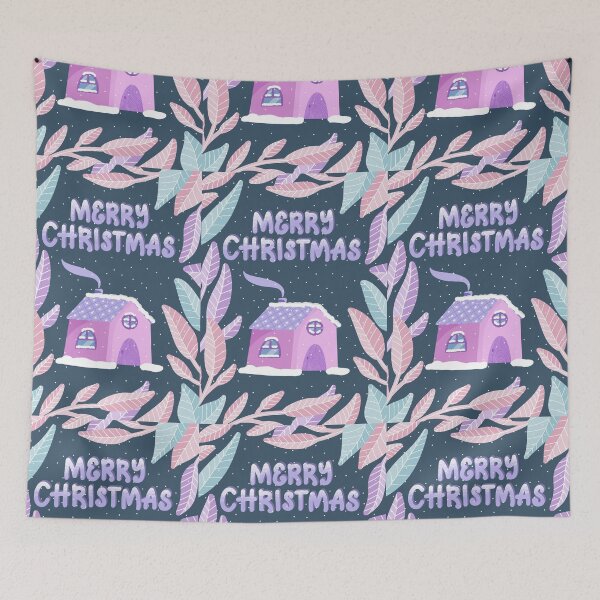Item preview, Merry christmas winter cabin designed and sold by pinkyfish1010.