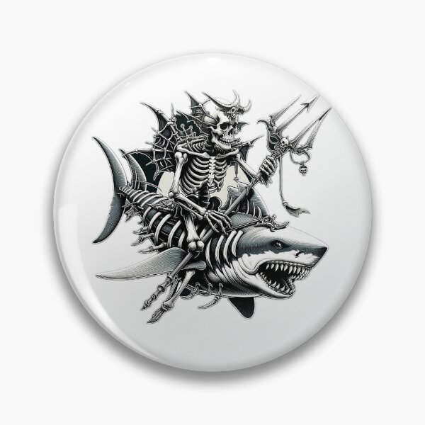 Item preview, Skeleton Poseidon Riding Shark designed and sold by wonderavedesign.