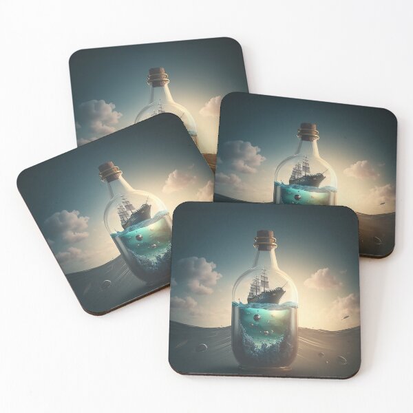 Item preview, Surreal Boat Floating in a Bottle Poster designed and sold by BlastCafe.