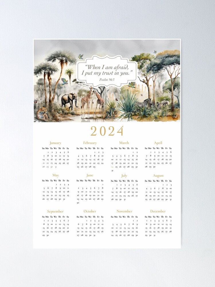 2024 Calendar Animals Poster For Sale By Paper Bee Gift Shop   Fposter,medium,wall Texture,product,750x1000 