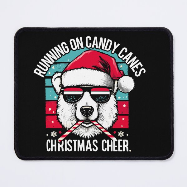Item preview, Running on Candy canes and Christmas cheer, funny polar bear designed and sold by AW2 Designs.