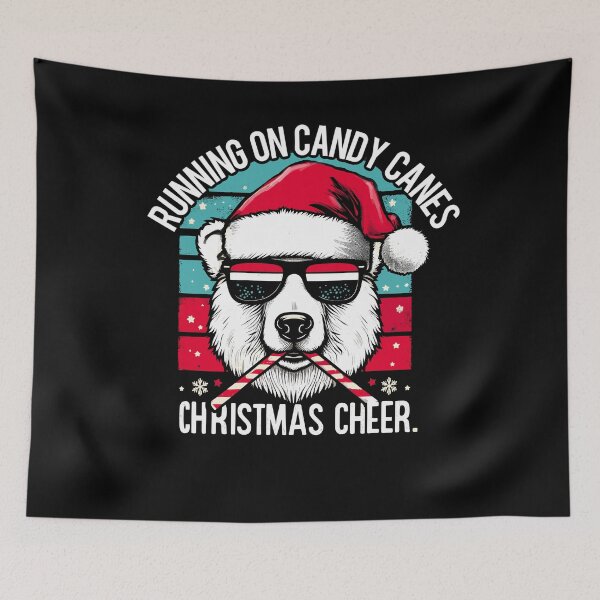 Item preview, Running on Candy canes and Christmas cheer, funny polar bear designed and sold by mwebba2005.