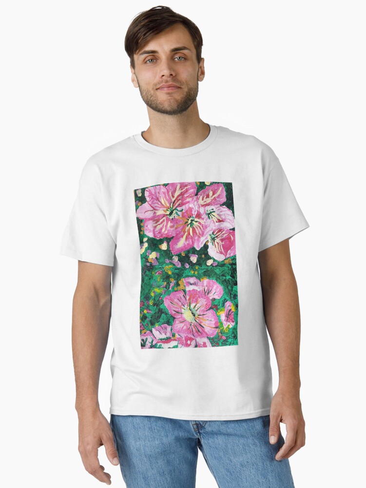 Thumbnail 2 of 7, Classic T-Shirt, Pink Blooms designed and sold by Ladyinthemitten.