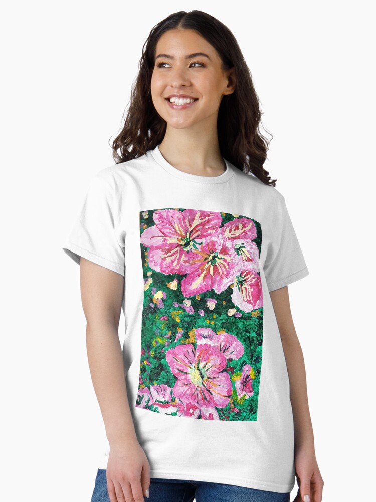 Thumbnail 1 of 7, Classic T-Shirt, Pink Blooms designed and sold by Ladyinthemitten.