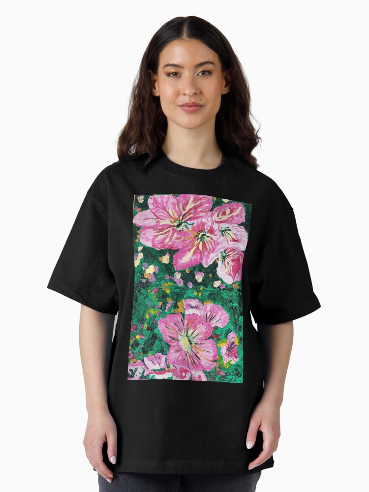 Thumbnail 2 of 7, Oversized T-Shirt, Pink Blooms designed and sold by Ladyinthemitten.