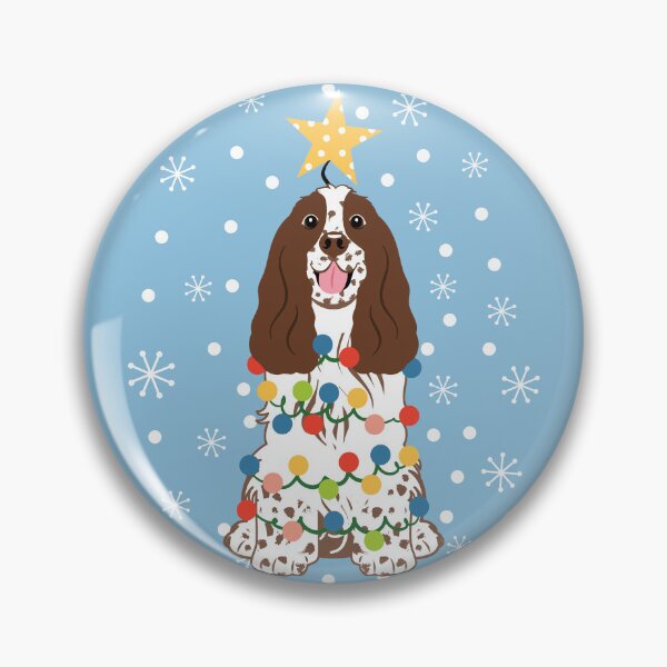 Item preview, Árbol de Navidad Cocker Spaniel Marrón Blanco designed and sold by Lulupainting.