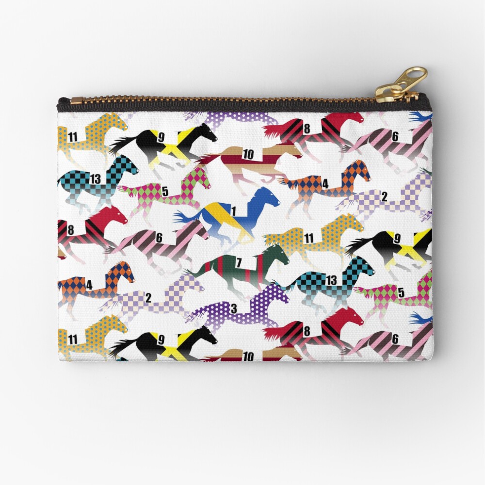Off to the Horse Races Jockey Silks Pattern Zipper Pouch