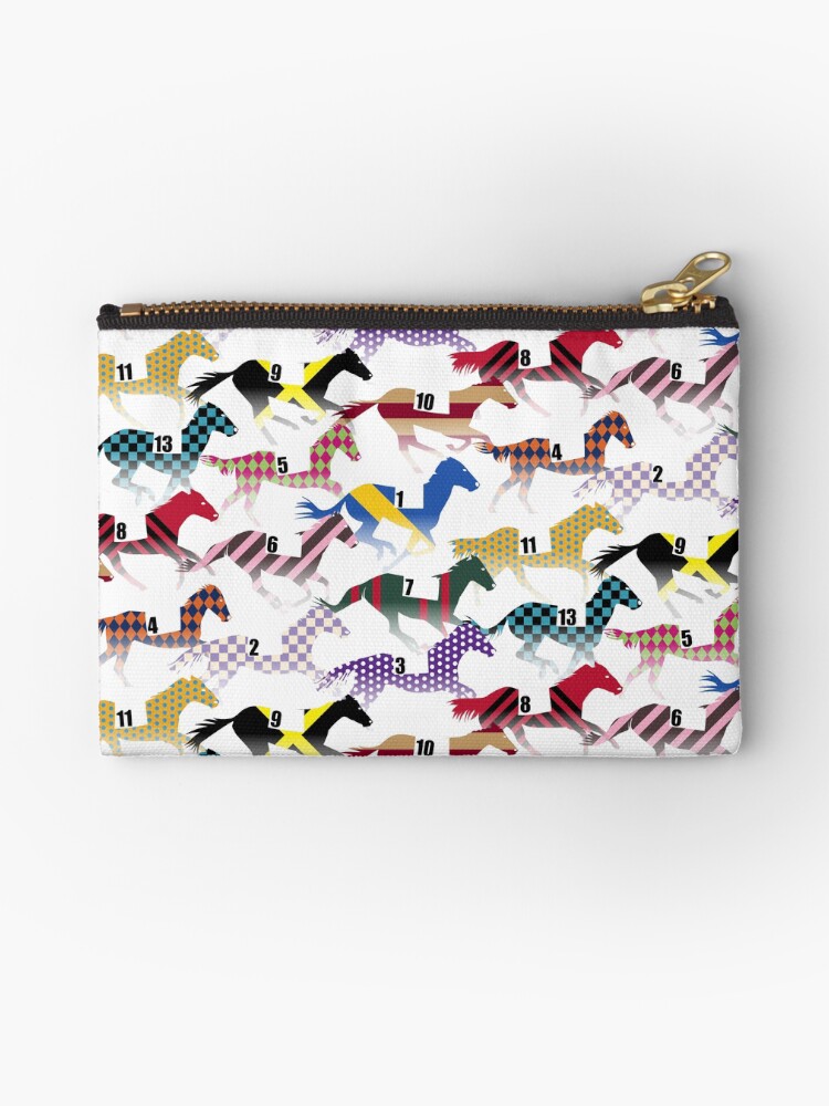 Thumbnail 1 of 4, Zipper Pouch, Off to the Horse Races Jockey Silks Pattern designed and sold by wickedrefined.