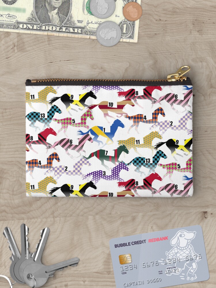 Thumbnail 3 of 4, Zipper Pouch, Off to the Horse Races Jockey Silks Pattern designed and sold by wickedrefined.