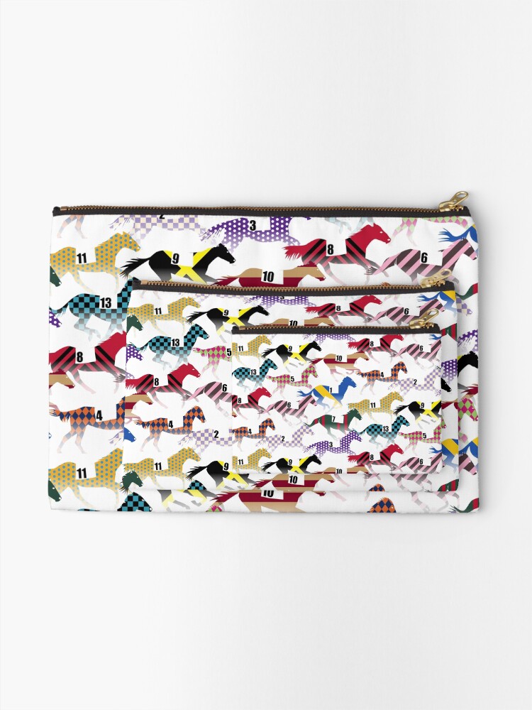 Thumbnail 2 of 4, Zipper Pouch, Off to the Horse Races Jockey Silks Pattern designed and sold by wickedrefined.