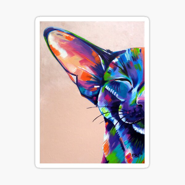 Sunbathing - Oriental cat artwork Sticker