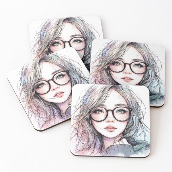 Item preview, A girl with glasses. designed and sold by growing-mom.