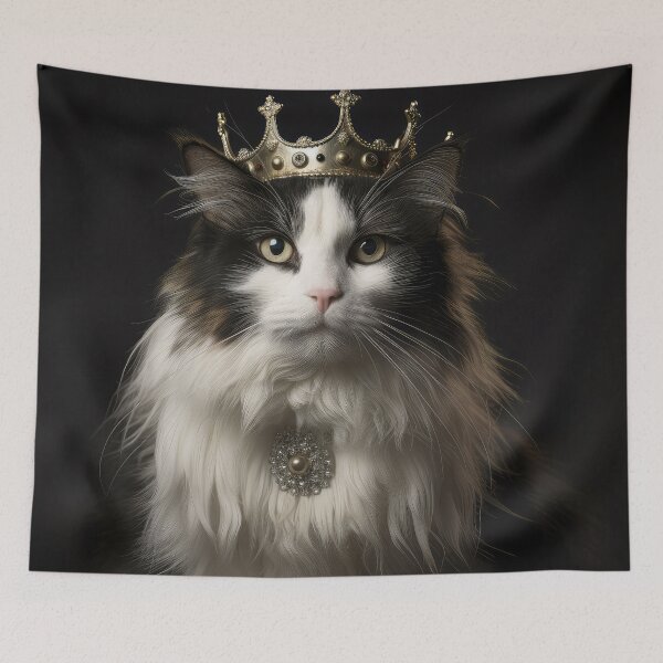 Item preview, Black and White Persian Cat with Crown designed and sold by Elisabeth Lucas.