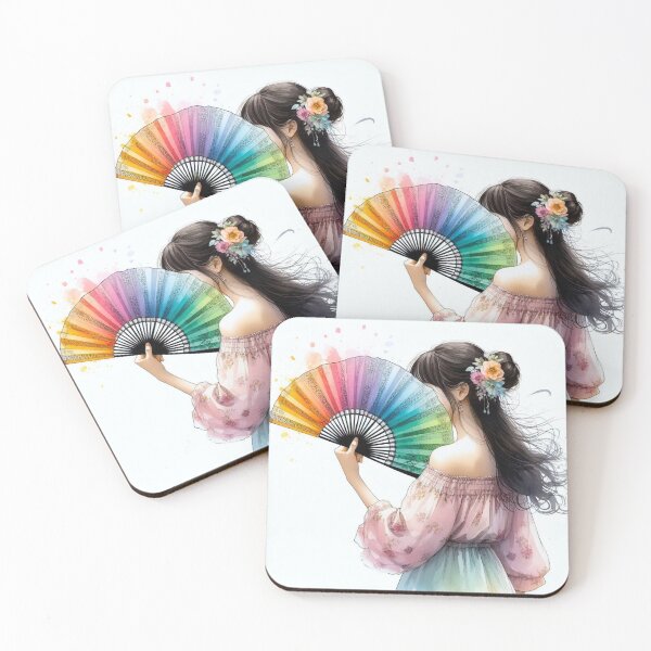 Item preview, A girl with an open fan. designed and sold by growing-mom.