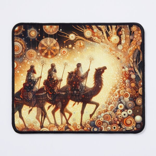 Item preview, Abstract ornamental illustration of three wise men traveling to visit born Jesus in Bethlehem designed and sold by 4Seasons.