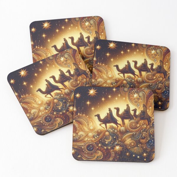 Item preview, Abstract ornamental illustration of three wise men traveling to visit born Jesus in Bethlehem designed and sold by 4Seasons.