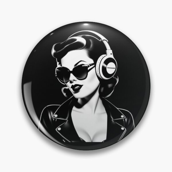 Item preview, Retro Music Pinup Monochrome Black and White designed and sold by musicgeniusart.