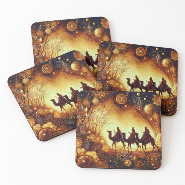 Item preview, Abstract ornamental illustration of three wise men traveling to visit born Jesus in Bethlehem designed and sold by 4Seasons.