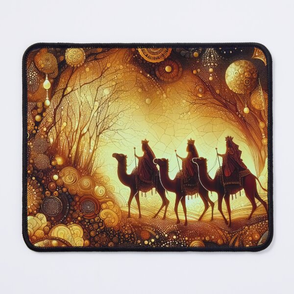Item preview, Abstract ornamental illustration of three wise men traveling to visit born Jesus in Bethlehem designed and sold by 4Seasons.