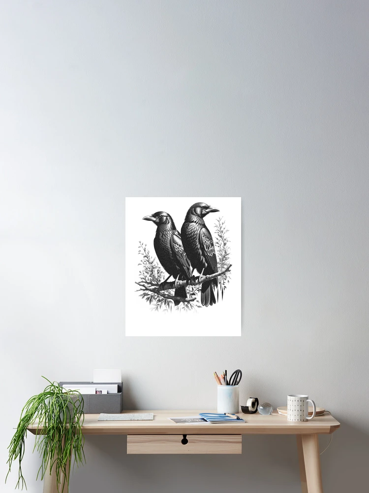 Aperçu 2 sur 3. Poster avec l'œuvre Murder Of Crows Raven Edgar Allan Poe Attempted Murder Gear créée et vendue par DynamicDesign.