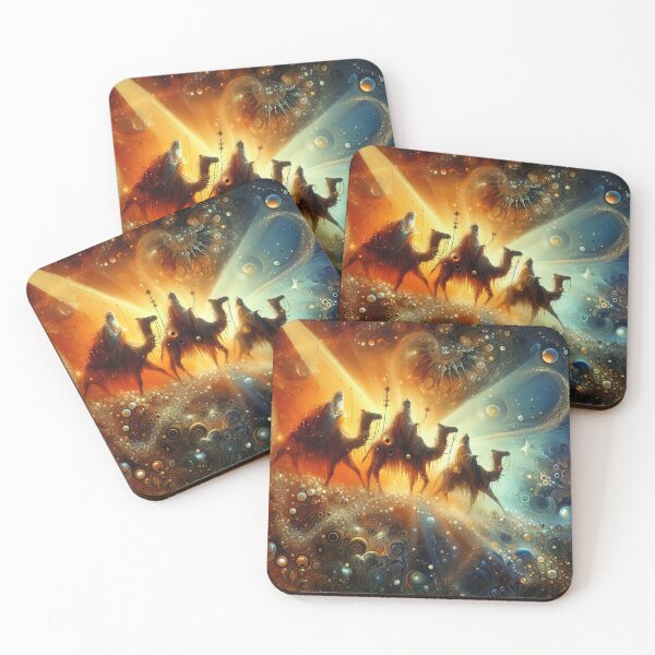 Item preview, Abstract ornamental illustration of three wise men traveling to visit born Jesus in Bethlehem designed and sold by 4Seasons.
