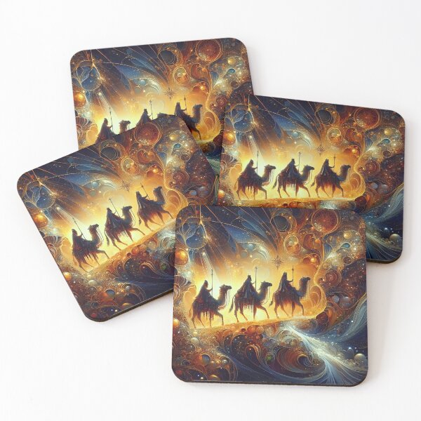 Item preview, Abstract ornamental illustration of three wise men traveling to visit born Jesus in Bethlehem designed and sold by 4Seasons.
