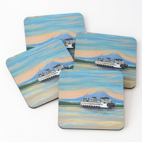 Item preview, Sunrise Ferry Painting designed and sold by Art by Kirsten Sneath.