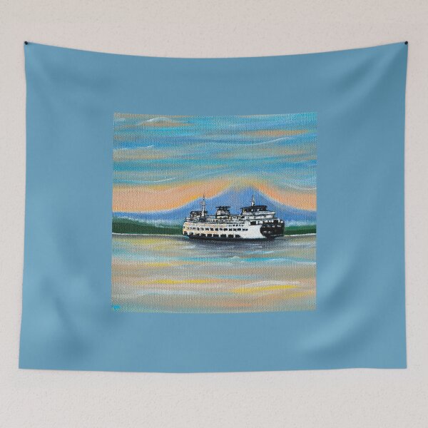 Item preview, Sunrise Ferry Painting designed and sold by Art by Kirsten Sneath.