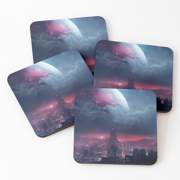 Item preview, Crimson Eclipse Over Neon Metropolis designed and sold by kaileena-ai.