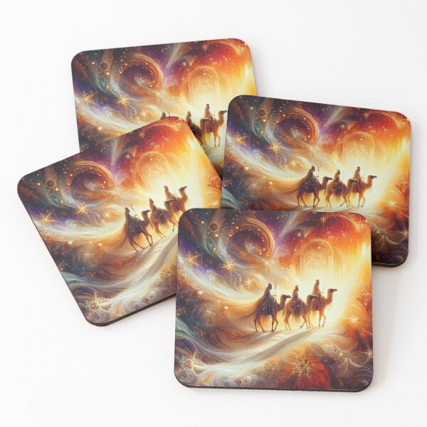 Item preview, Abstract ornamental illustration of three wise men traveling to visit born Jesus in Bethlehem designed and sold by 4Seasons.
